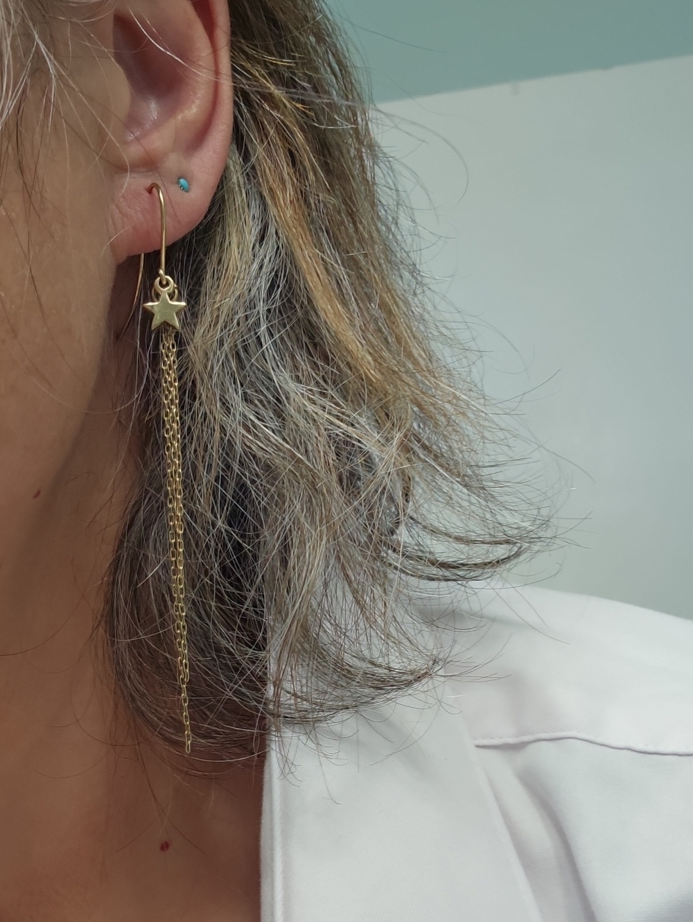 Gold Star Chain Drop Earrings - Women Jewelry